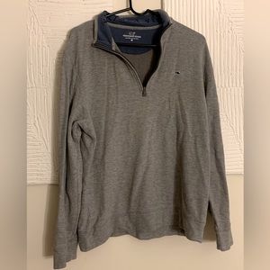 Vineyard Vines Mens Sz Medium Gray 1/4 Zip Pullover Cotton Sweatshirt Sweater